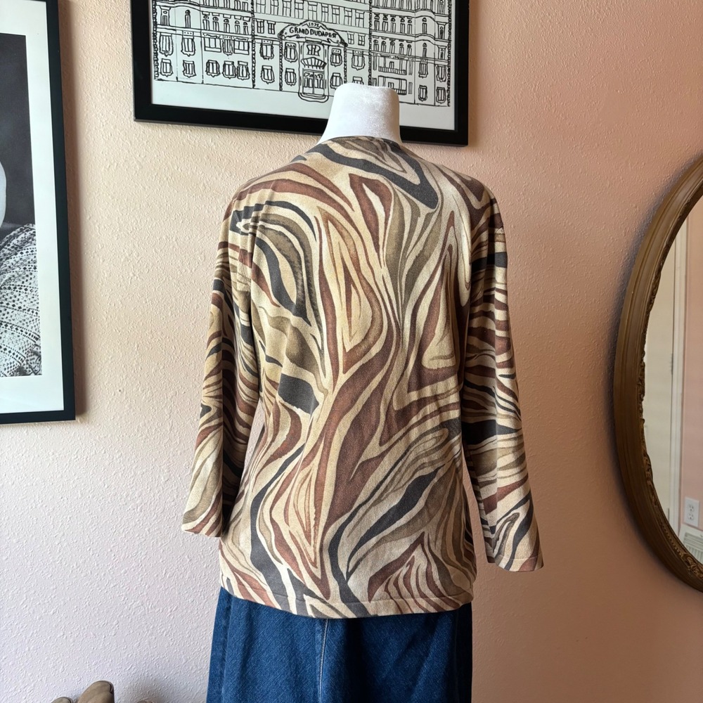 Vintage 90s Silk Zebra Print Blouse - Picture 6 of 8